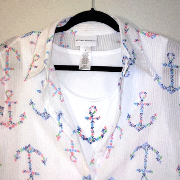 Alfred Dunner 100% Cotton Button Down with Attatched Tank Size Small - Picture 5 of 14